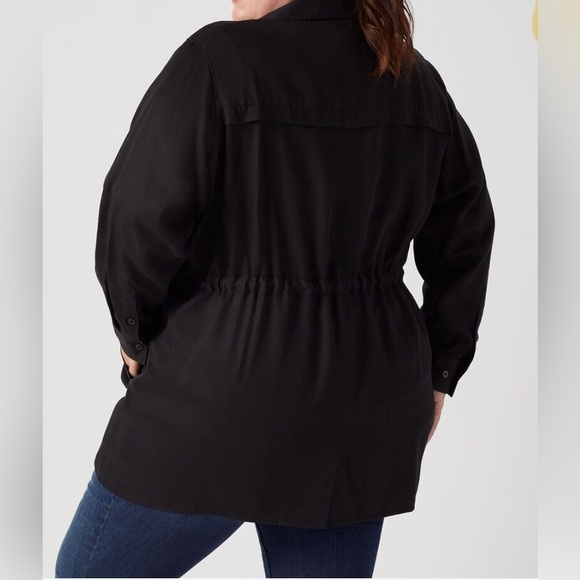 Women's plus size Cascading Tencel Trench jacket 2X Black NWT Safari Gorpcore - Picture 3 of 10